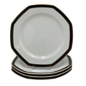 Christopher‎ Stuart Black Dress Salad/Dessert Plates Set of 4 Octagon Y00098"